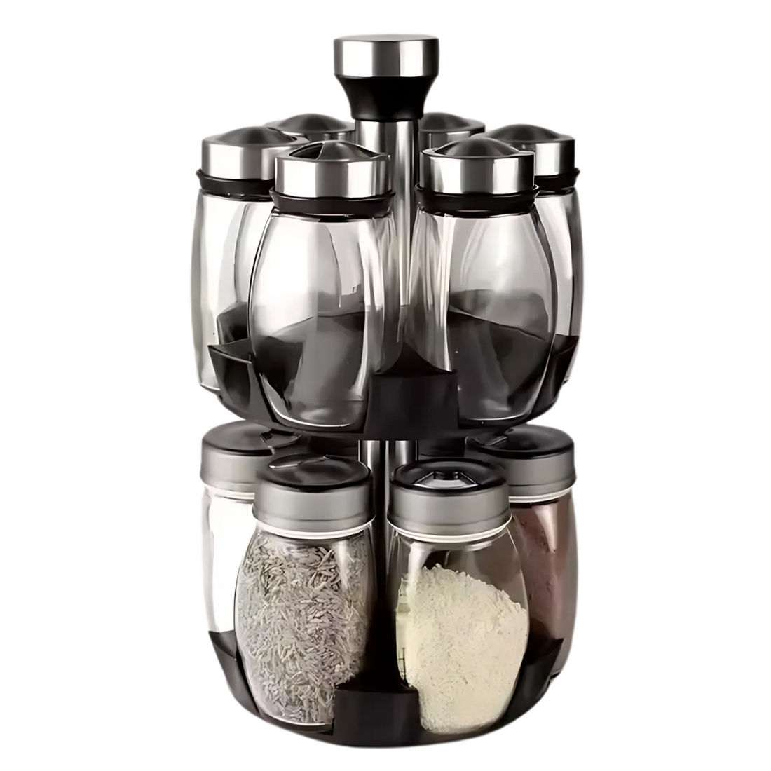 Stylowy Obrotowy Przyprawnik Ze Stali Nierdzewnej Z 12 Słoiczkami