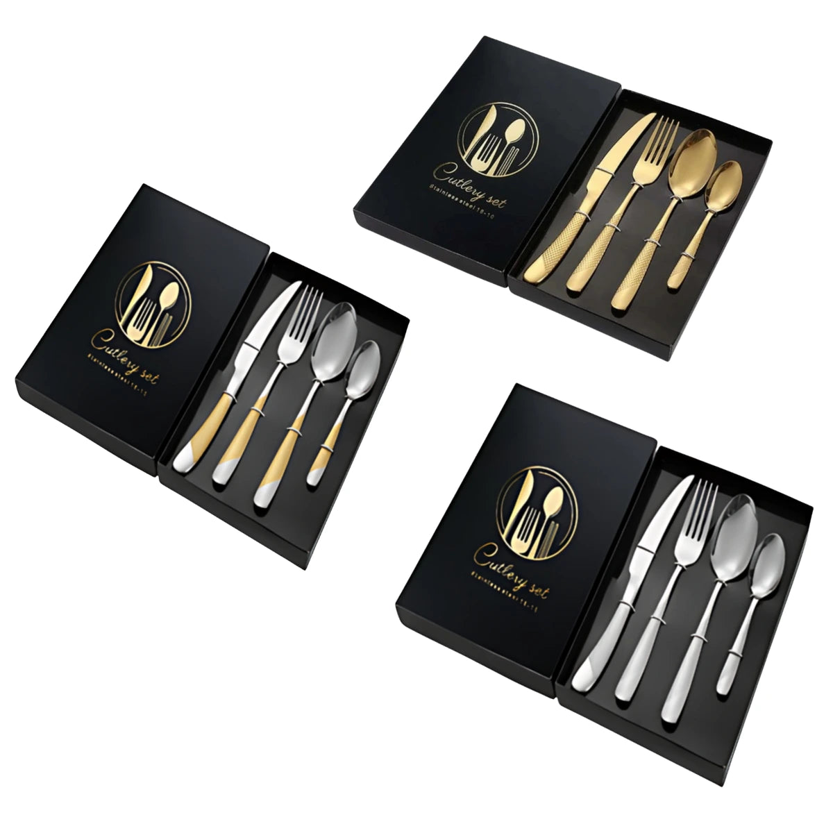 Zestaw Sztućców ze Stali Nierdzewnej – 4 Częściowy Komplet Sztućców-1