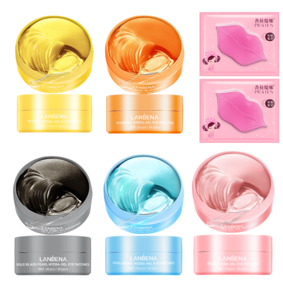 Zestaw Hydrożelowe Płatki Pod Oczy + 2 Kolagenowe Maski Na Usta Pilaten