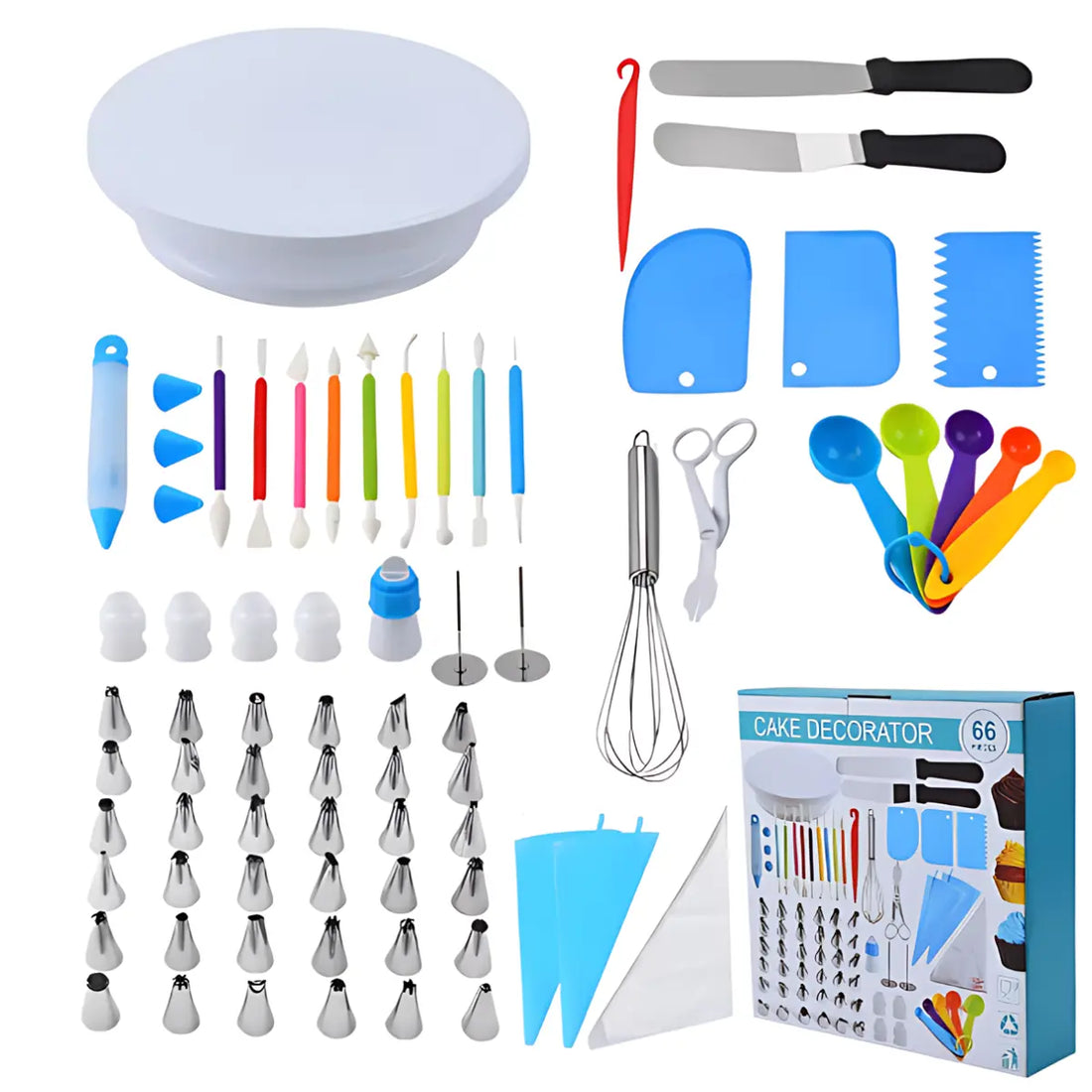 Kompletny Zestaw Cukierniczy do Dekoracji – 66 Elementów do Dekorowania Wypieków